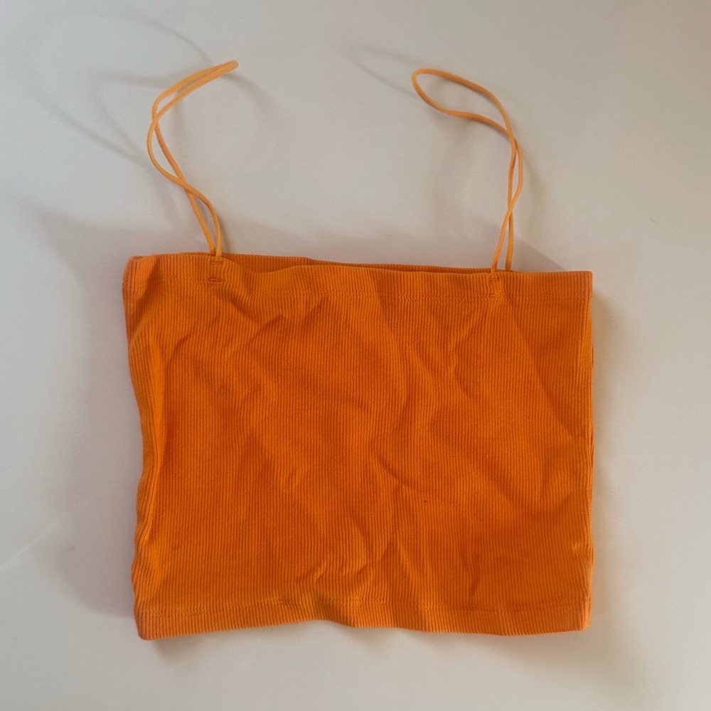 Ribbed Orange Crop Tank Top